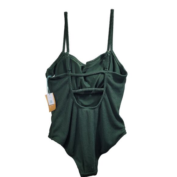 Kona Sol Women's Green Ribbed One Piece NWT Swim Suit Size XL(16) 5625-1123 - Picture 3 of 6